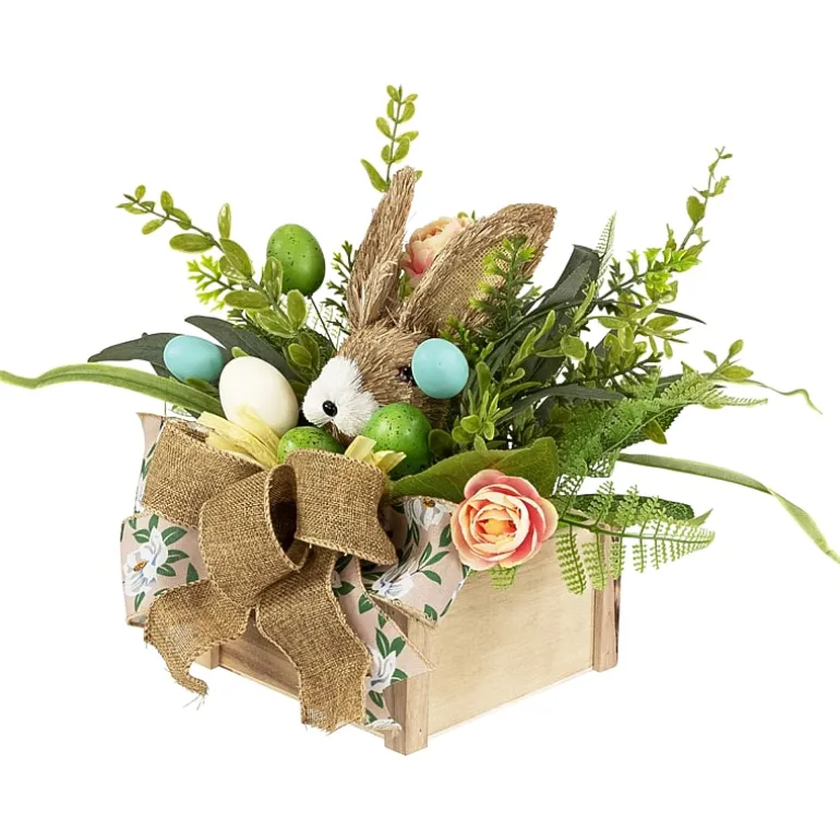 Northlight 12" Boxed Floral Arrangement With Bunny Floral Arrangement