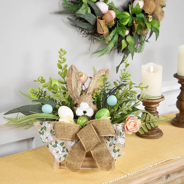Northlight 12" Boxed Floral Arrangement With Bunny Floral Arrangement