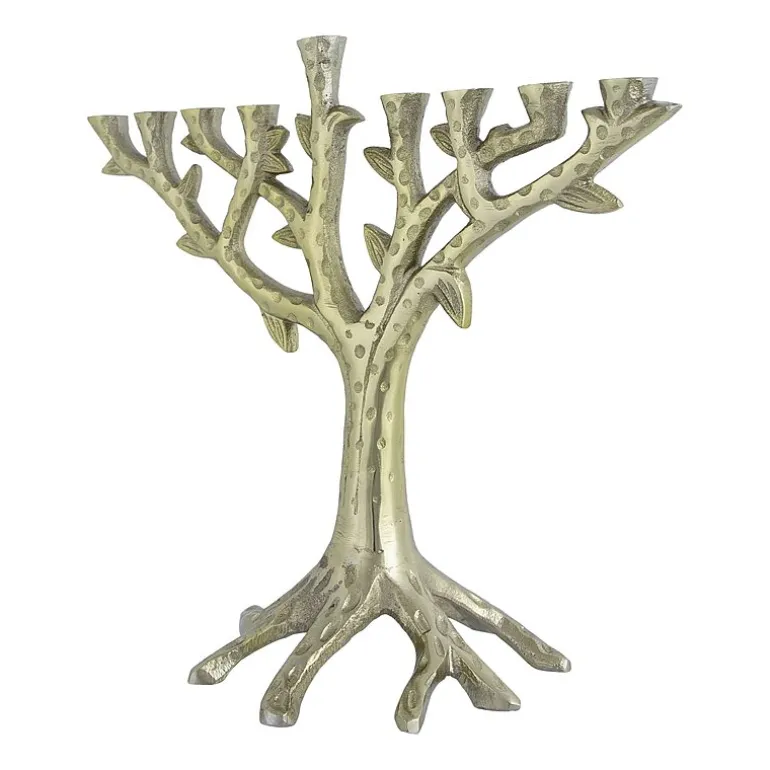 Northlight 11.5" Brass Menorah Candle Holder