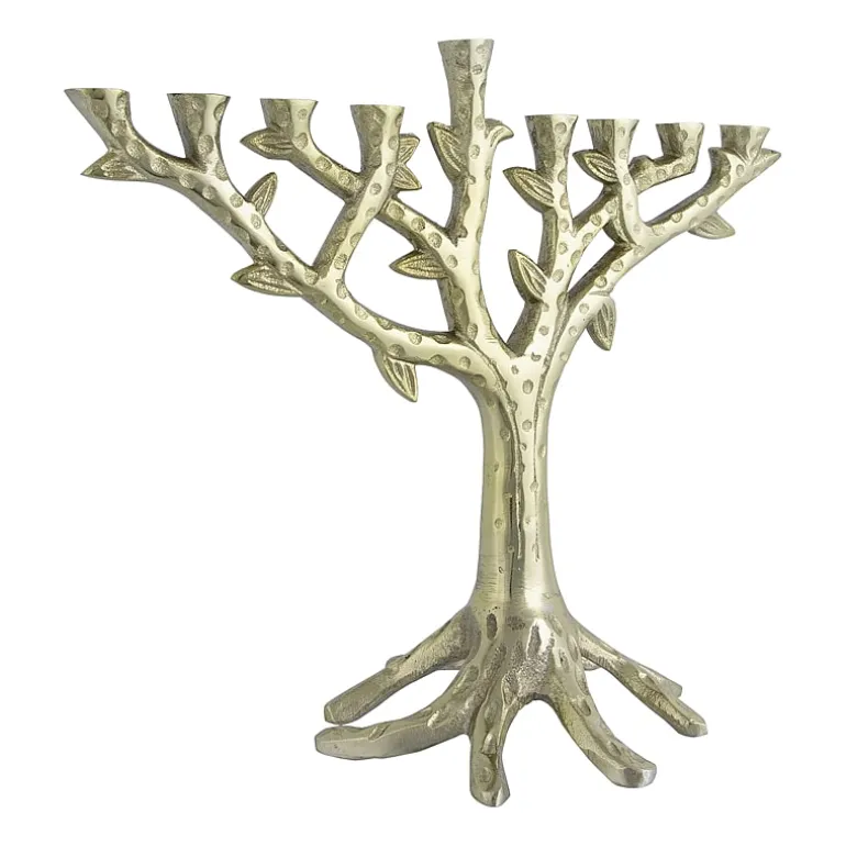 Northlight 11.5" Brass Menorah Candle Holder