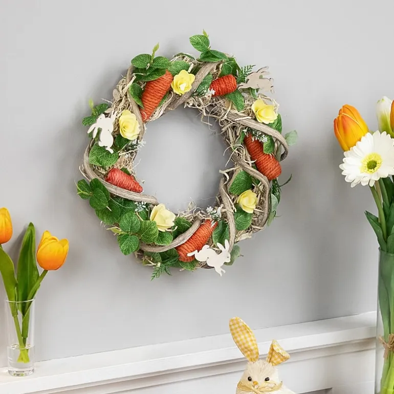 Northlight 12" Bunnies And Carrots Artificial Twig Wreath
