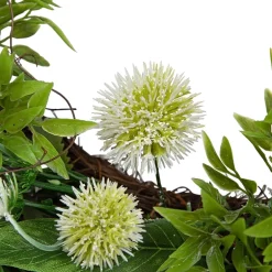 Northlight 24" Buttonbush And Carnation Floral Wreath