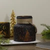 Northlight 8" Deer And Pine Trees Flameless Glass Candle Holder