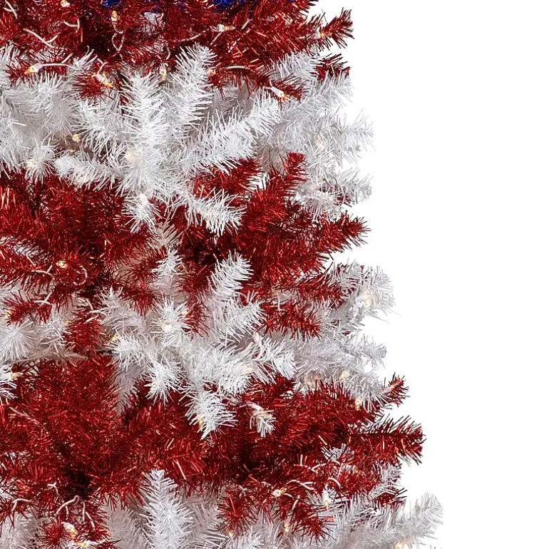 Northlight 6ft Pre-Lit Tinsel - Clear Lights 6 Foot Pre-Lit Christmas Tree