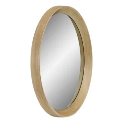 Northlight 13" Gold With Woodgrain Finish Round Wall Mirror