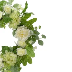 Northlight 23in Hydrangea And Ranunculus Eucalyptus Green And Cream Wreath