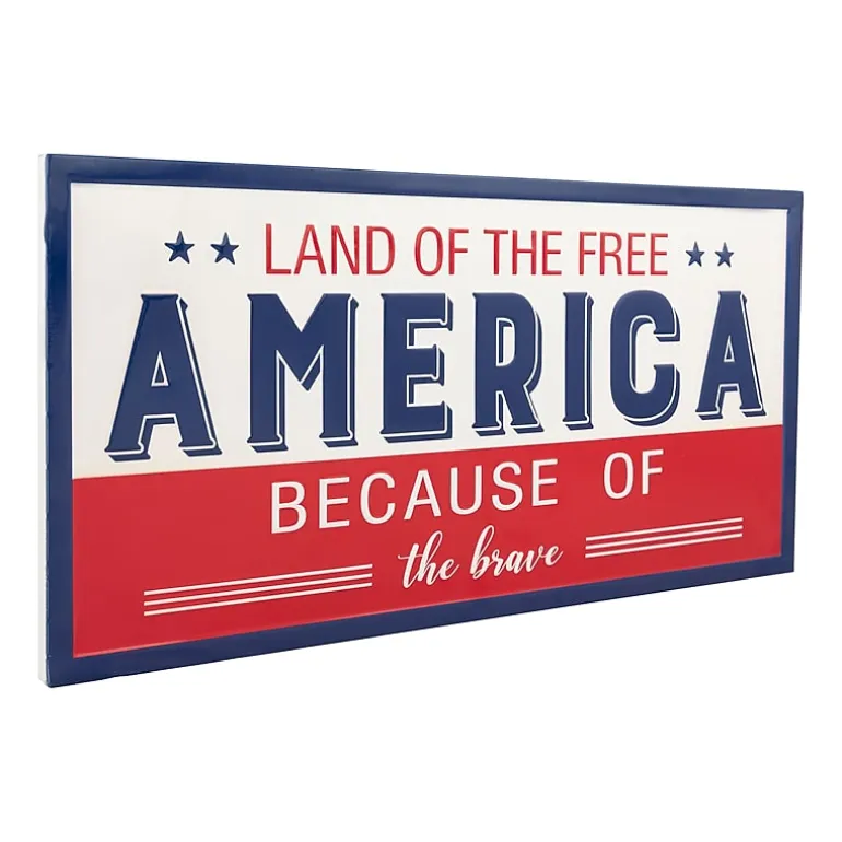 Northlight 20in Land Of The Free Because Of The Brave Wall Sign