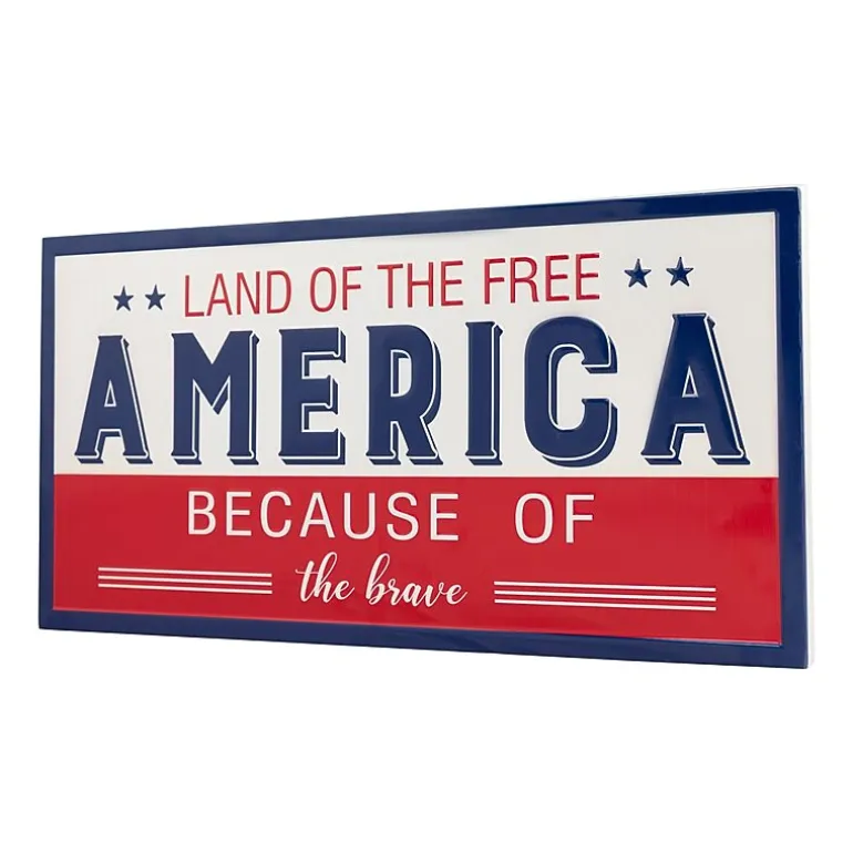 Northlight 20in Land Of The Free Because Of The Brave Wall Sign