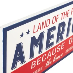 Northlight 20in Land Of The Free Because Of The Brave Wall Sign