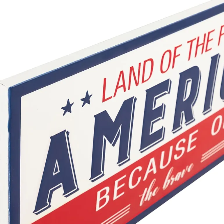 Northlight 20in Land Of The Free Because Of The Brave Wall Sign