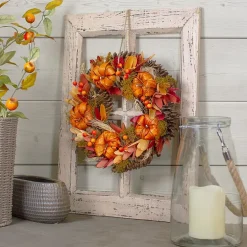 Northlight 13in Orange Pumpkins And Berries Autumn Harvest Wreath