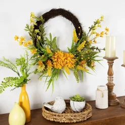 Northlight 22in Peonies Twig Wreath