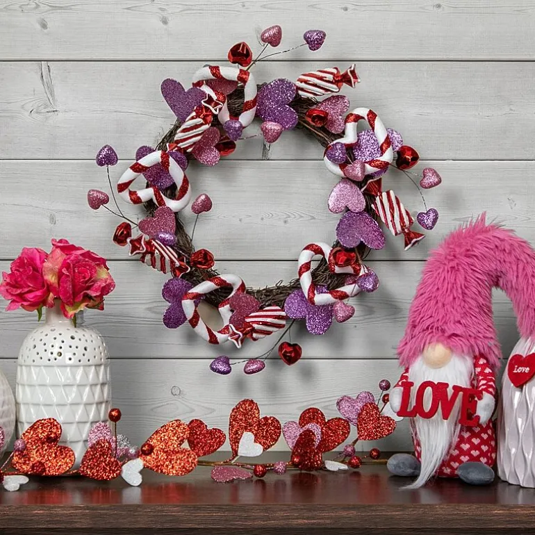 Northlight 16in Pink And Purple Candies And Hearts Valentine'S Day Wreath