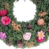 Northlight 13in Pink Rose And Thistle Mixed Floral Wreath