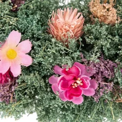 Northlight 13in Pink Rose And Thistle Mixed Floral Wreath