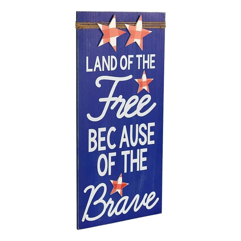 Northlight 23.5in Set Of 2 God Bless The Usa And Land Of The Free Wooden Americana Wood Wall Art