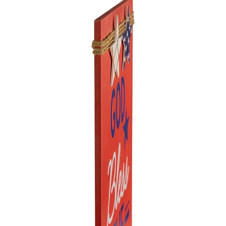 Northlight 23.5in Set Of 2 God Bless The Usa And Land Of The Free Wooden Americana Wood Wall Art