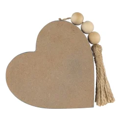 Northlight 3.75in Set Of 3 Hearts With Beaded Tassels Wooden 3-pc. Tabletop Decor