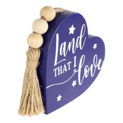 Northlight 3.75in Set Of 3 Hearts With Beaded Tassels Wooden 3-pc. Tabletop Decor