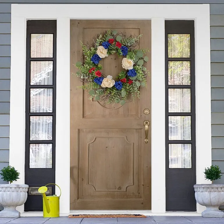 Northlight 24" Mixed Foliage And Florals Artificial - Unlit Wreath