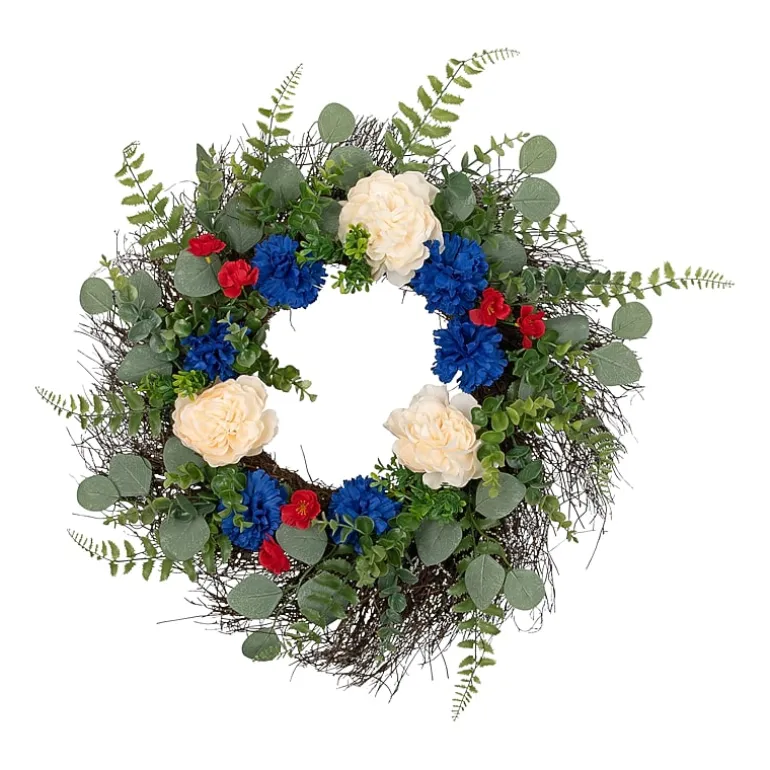 Northlight 24" Mixed Foliage And Florals Artificial - Unlit Wreath