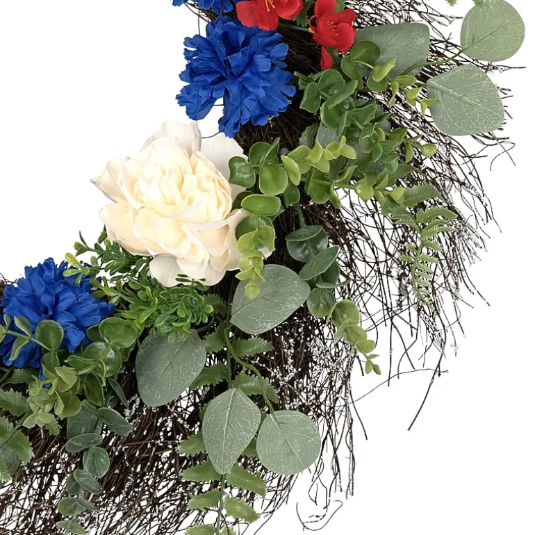 Northlight 24" Mixed Foliage And Florals Artificial - Unlit Wreath