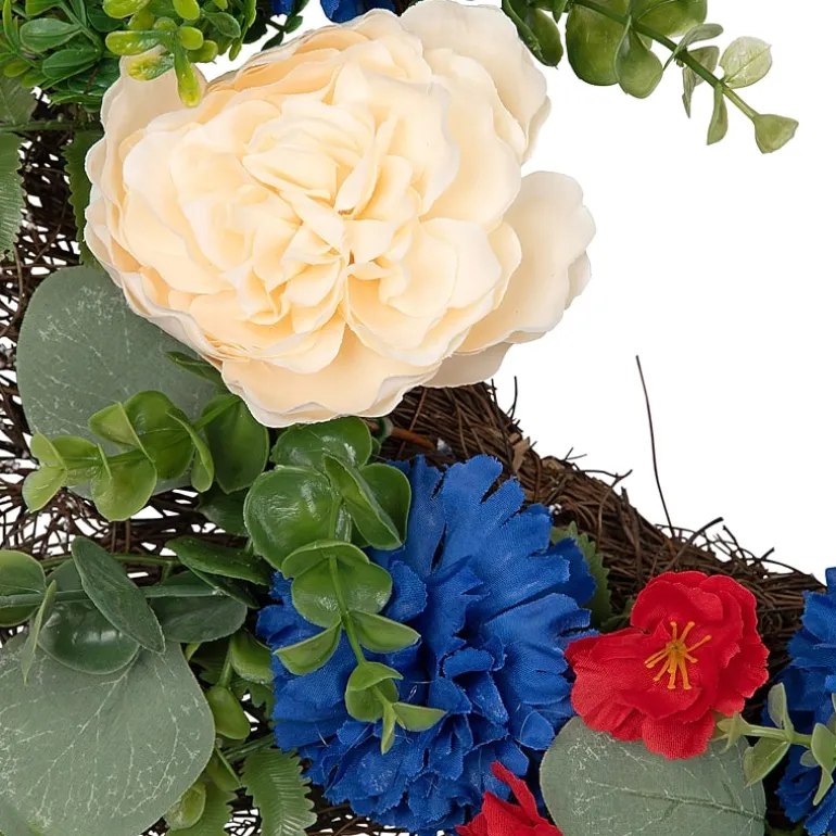 Northlight 24" Mixed Foliage And Florals Artificial - Unlit Wreath