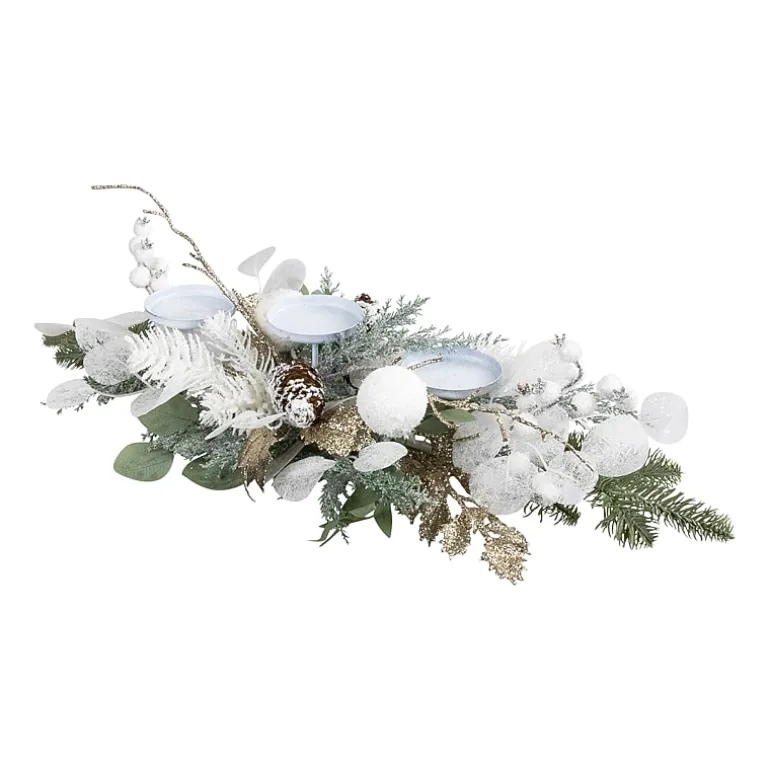 Northlight 24" Mixed Winter Foliage And Berries Pillar Candle Holder