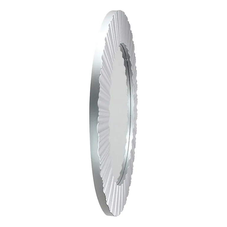 Northlight 20" Silver Contemporary Fluted Round Wall Mirror