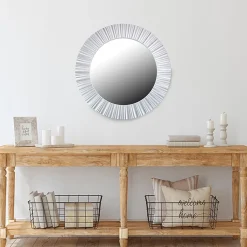 Northlight 20" Silver Contemporary Fluted Round Wall Mirror