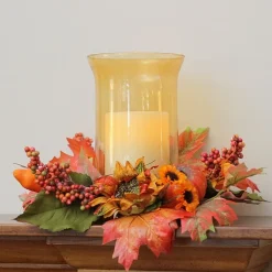 Northlight Sunflower With Pumpkin Pillar Candle Holder