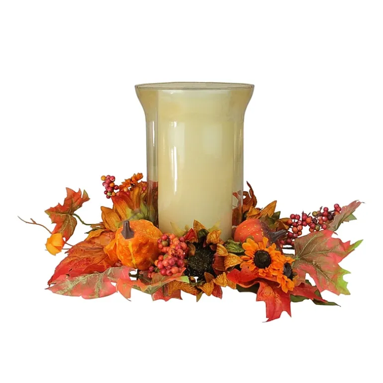 Northlight Sunflower With Pumpkin Pillar Candle Holder