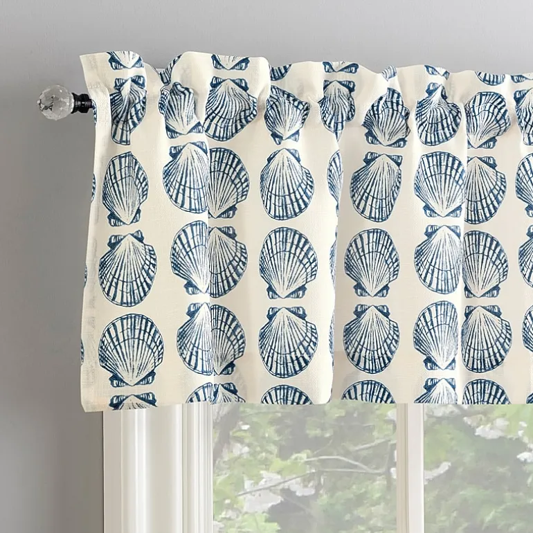 No 918 Sandbar Tonal Seashell Print Rod Pocket Tailored Valance