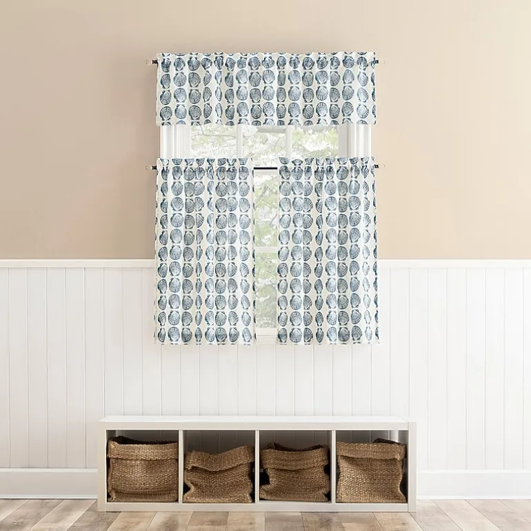 No 918 Sandbar Tonal Seashell Print Rod Pocket Tailored Valance