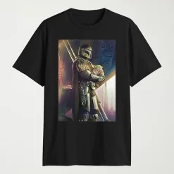 Novelty Mandalorian Mens Crew Neck Short Sleeve Regular Fit Star Wars Graphic T-Shirt