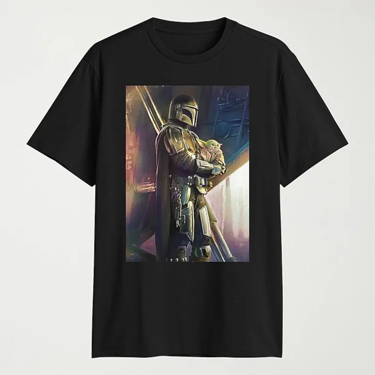 Novelty Mandalorian Mens Crew Neck Short Sleeve Regular Fit Star Wars Graphic T-Shirt