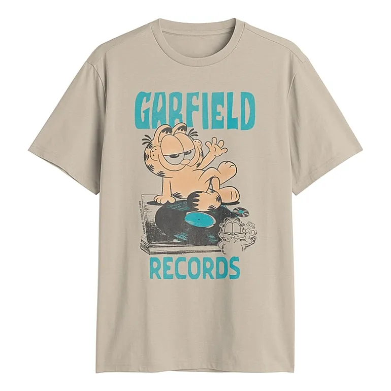 Novelty Mens Crew Neck Short Sleeve Regular Fit Garfield Graphic T-Shirt