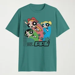 Novelty Mens Crew Neck Short Sleeve Regular Fit Powerpuff Girls Graphic T-Shirt
