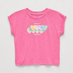 Okie Dokie Active Toddler & Little Girls Round Neck Short Sleeve Regular Fit Graphic T-Shirt