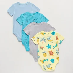 Okie Dokie Baby Boys Crew Neck Short Sleeve 4-pc. Bodysuit
