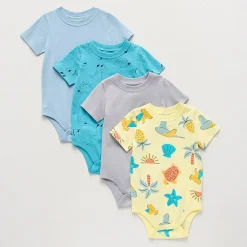 Okie Dokie Baby Boys Crew Neck Short Sleeve 4-pc. Bodysuit