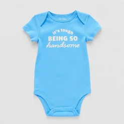 Okie Dokie Baby Boys Round Neck Short Sleeve Rib Bodysuit