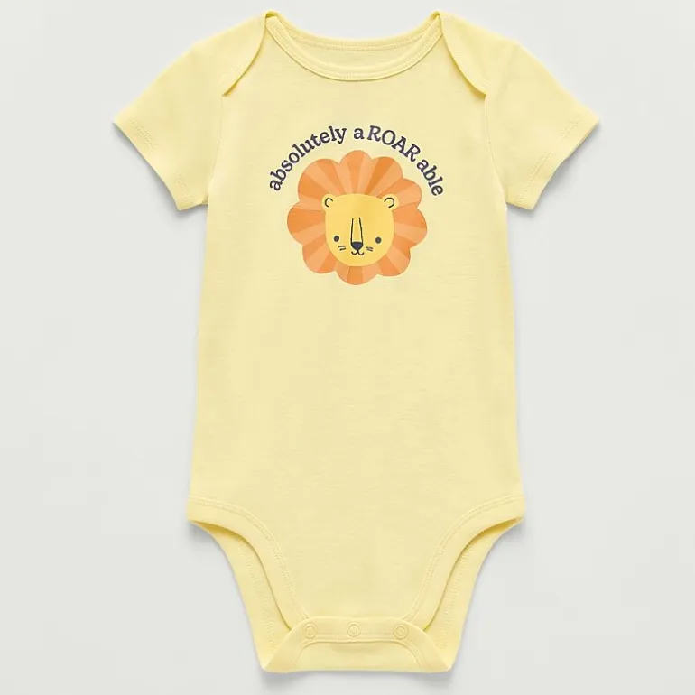 Okie Dokie Baby Boys Round Neck Short Sleeve Rib Bodysuit