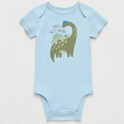 Okie Dokie Baby Boys Round Neck Short Sleeve Rib Bodysuit