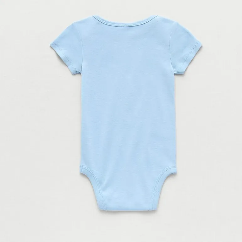 Okie Dokie Baby Boys Round Neck Short Sleeve Rib Bodysuit