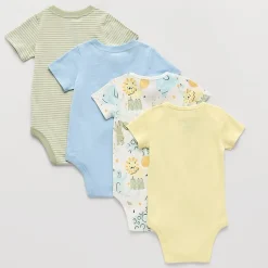 Okie Dokie Baby Boys Round Neck Short Sleeve Rib 4-pc. Bodysuit