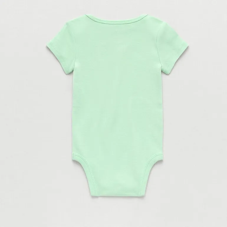 Okie Dokie Baby Boys Round Neck Short Sleeve Rib Bodysuit