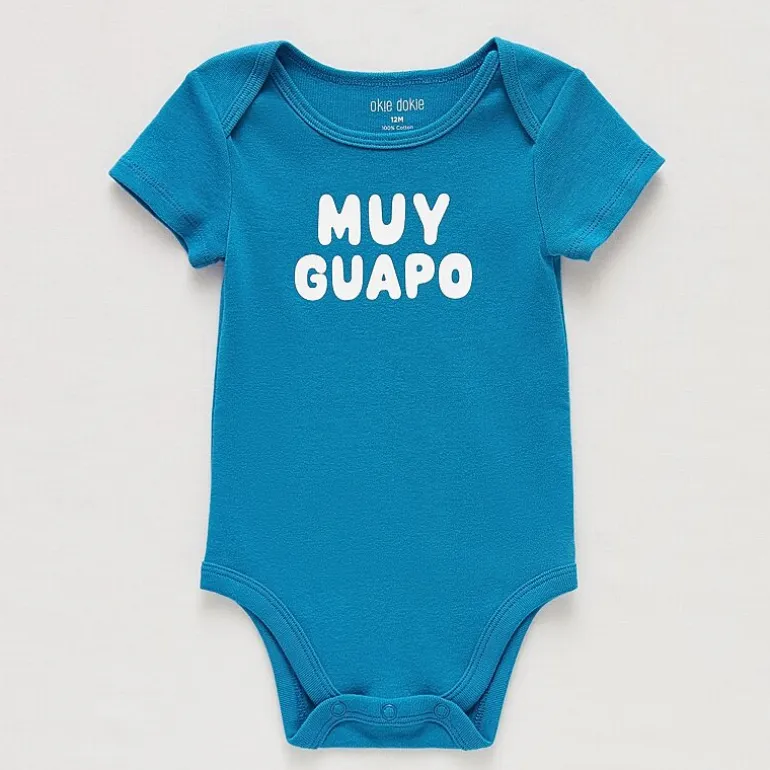 Okie Dokie Baby Boys Round Neck Short Sleeve Rib Bodysuit