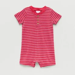 Okie Dokie Baby Boys Short Sleeve Striped Romper