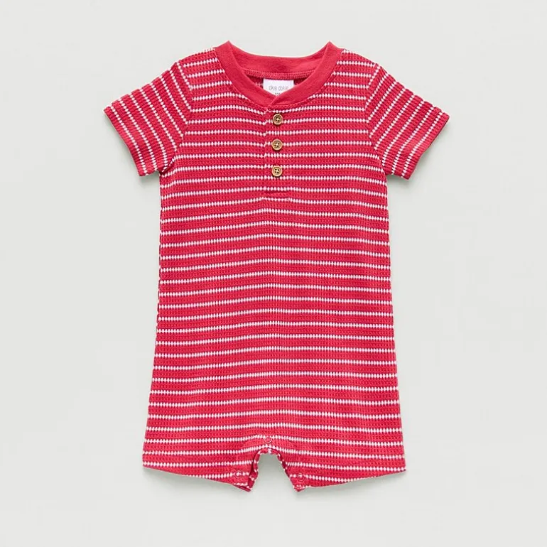 Okie Dokie Baby Boys Short Sleeve Striped Romper